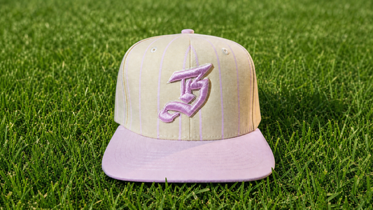 Vintage Baseball Pin Stripe Baby Pink B Hat