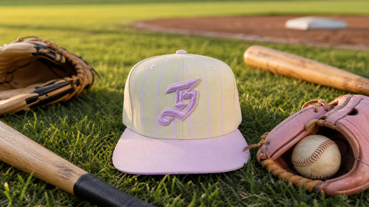 Vintage Baseball Pin Stripe Baby Pink B Hat