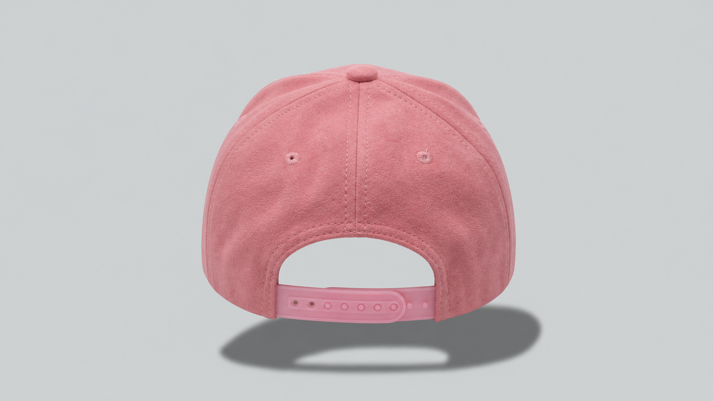 Two Tone Suede Pink Hat with White B