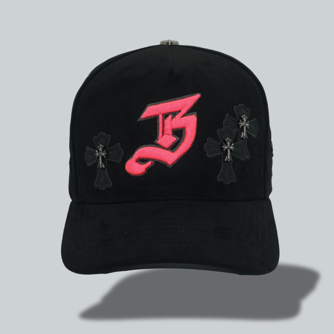 Cross Detailed, Hot Pink "B" Hat