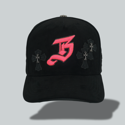 Cross Detailed, Hot Pink "B" Hat