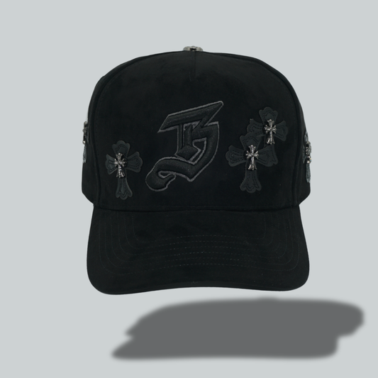 Cross Detailed, Black "B" Hat