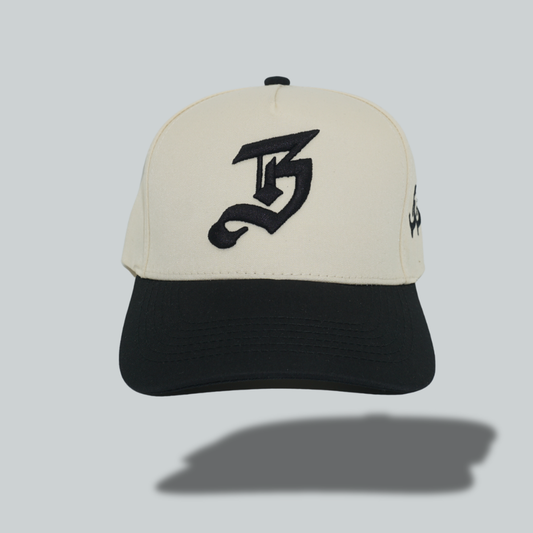 Two-Tone Beige "B" Hat