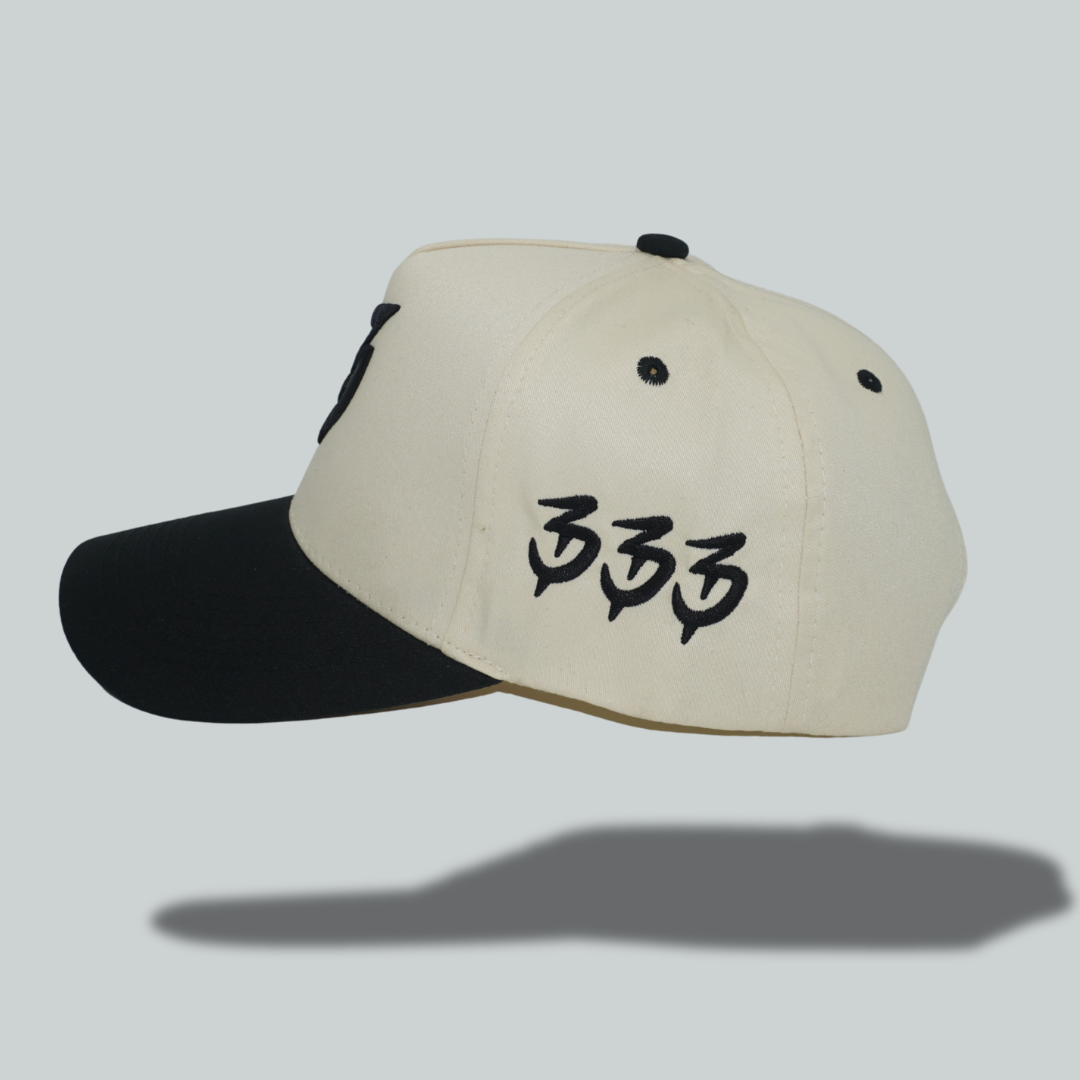 Two-Tone Beige "B" Hat