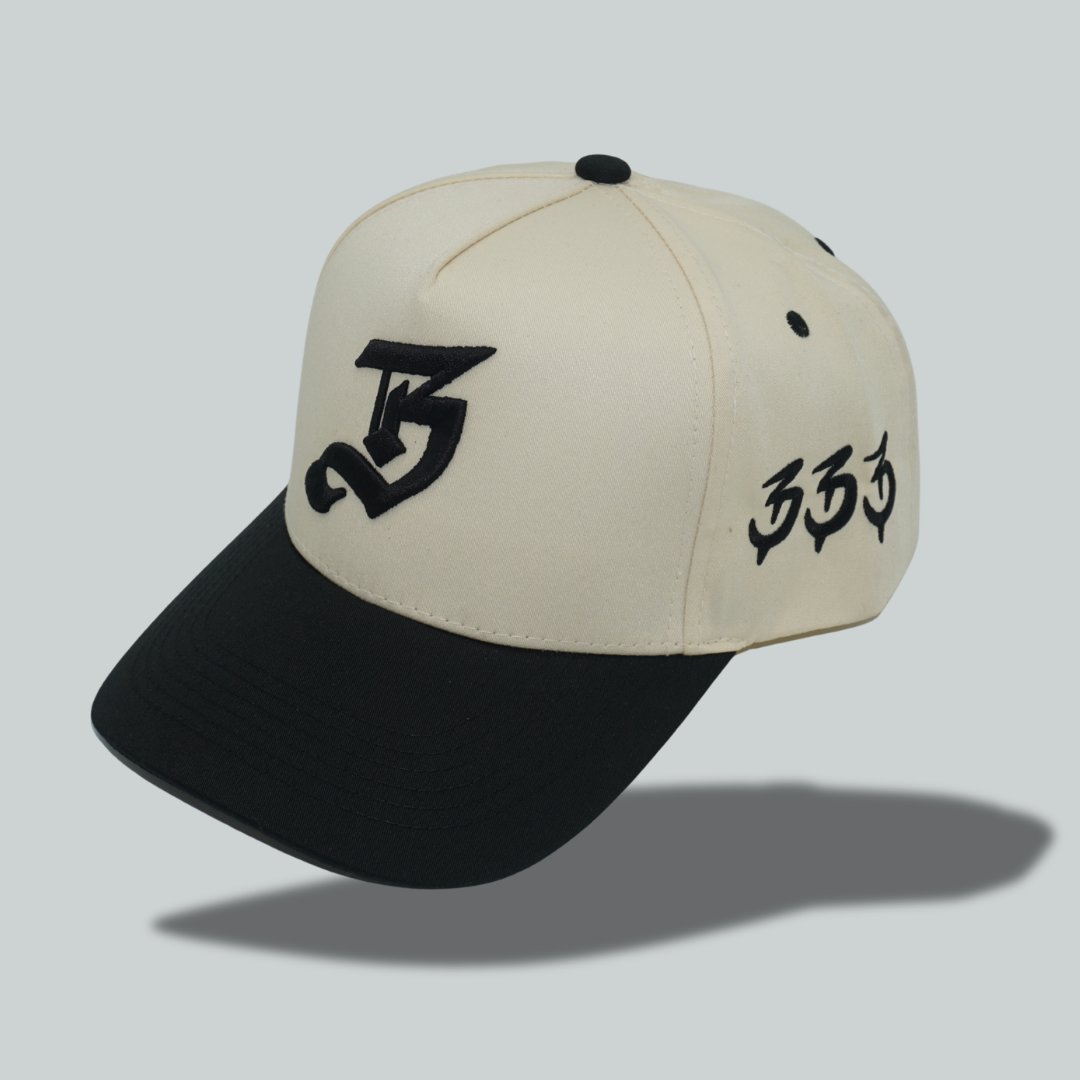 Two-Tone Beige "B" Hat