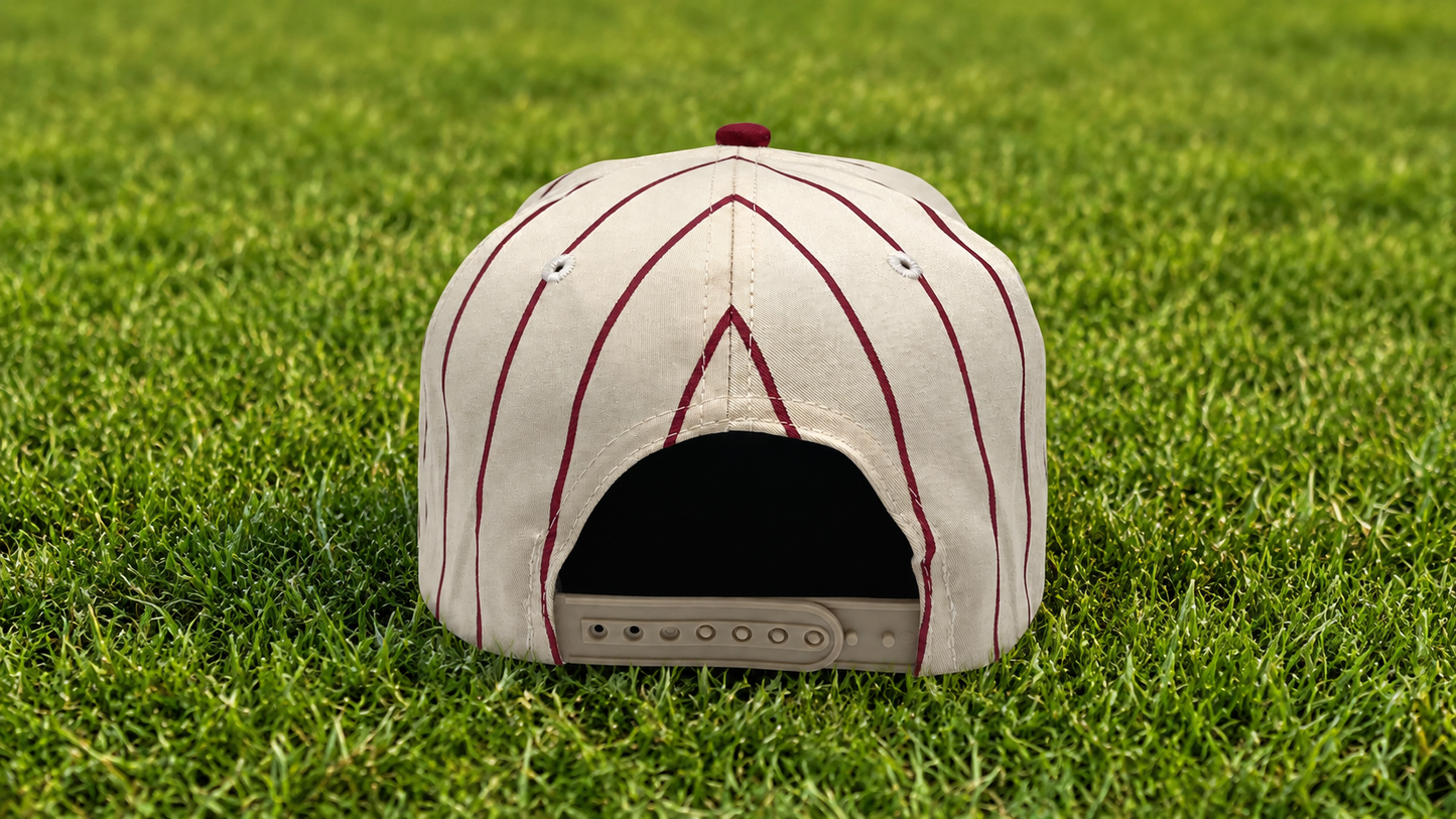 Vintage Baseball Pin Stripe Wine B Hat