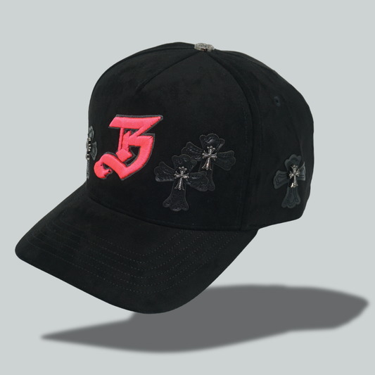 Cross Detailed, Hot Pink "B" Hat