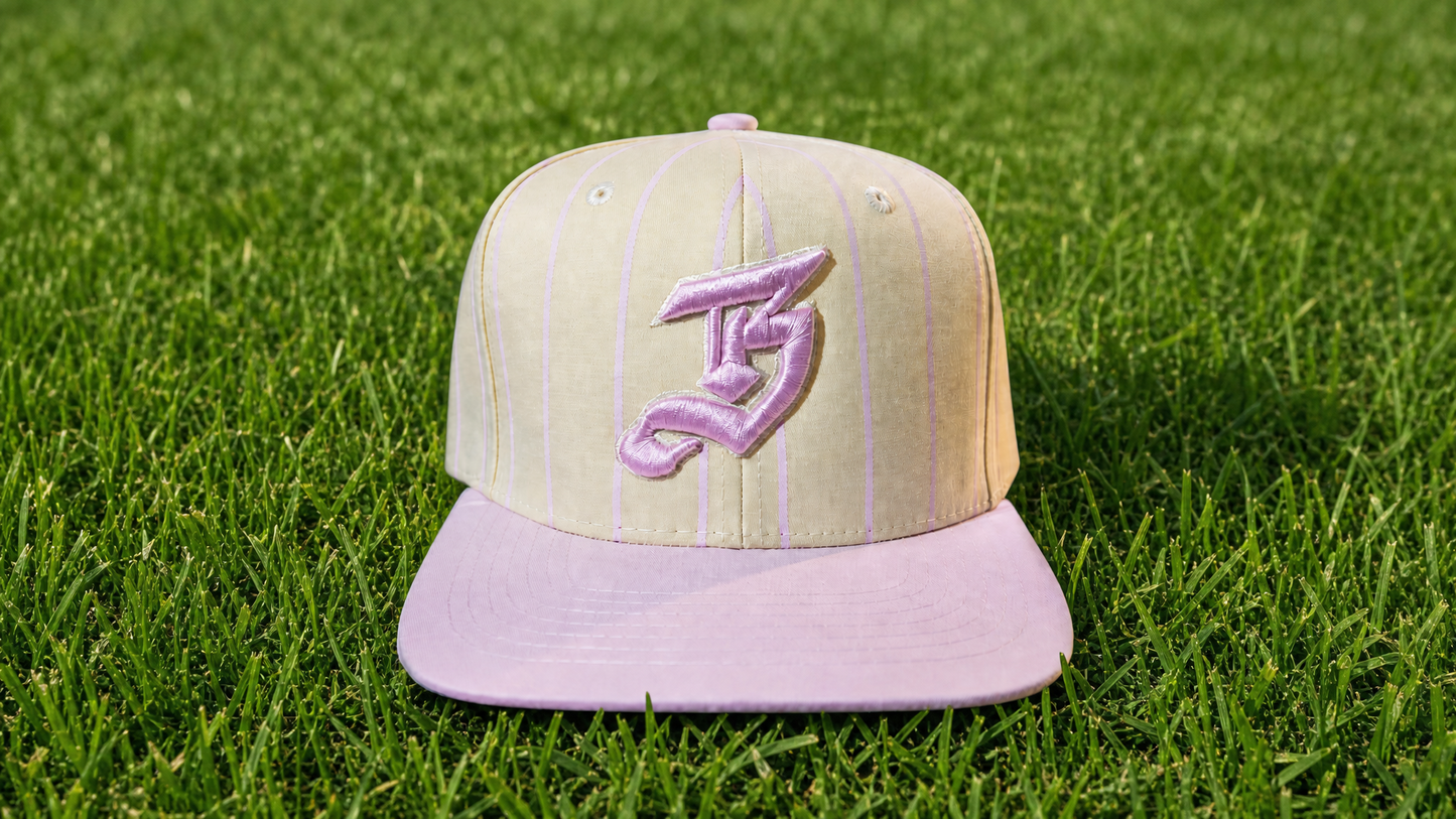 Vintage Baseball Pin Stripe Baby Pink B Hat