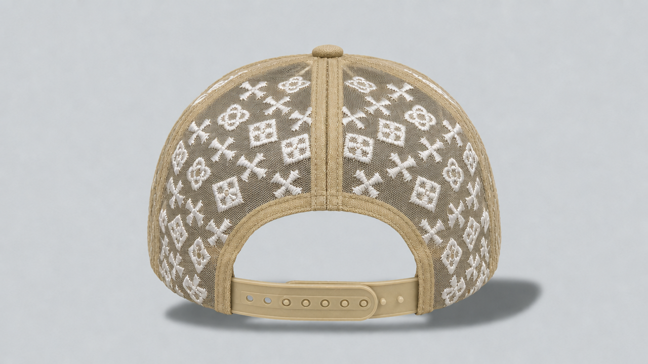 B Rose Beige Mesh Hat