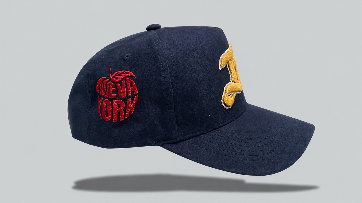 Nueva York Hat Navy Blue With Gold B