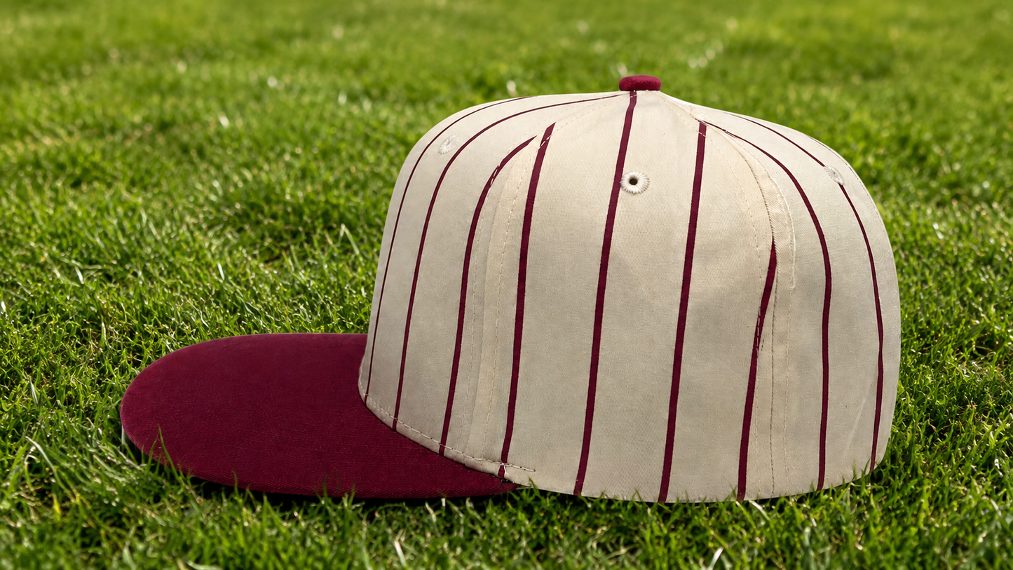 Vintage Baseball Pin Stripe Wine B Hat