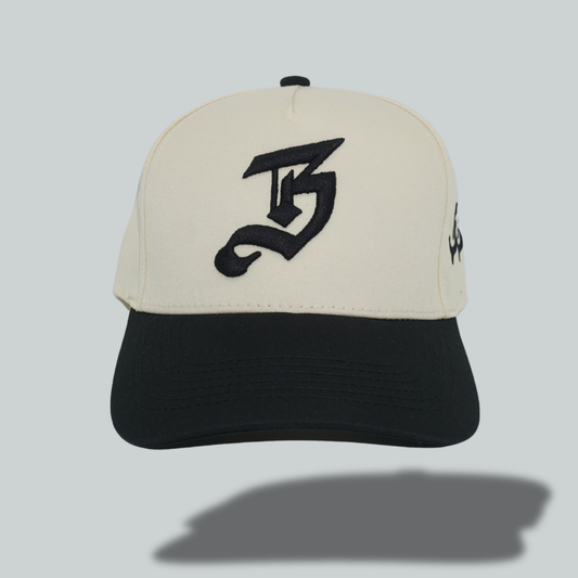 Two-Tone Beige "B" Hat