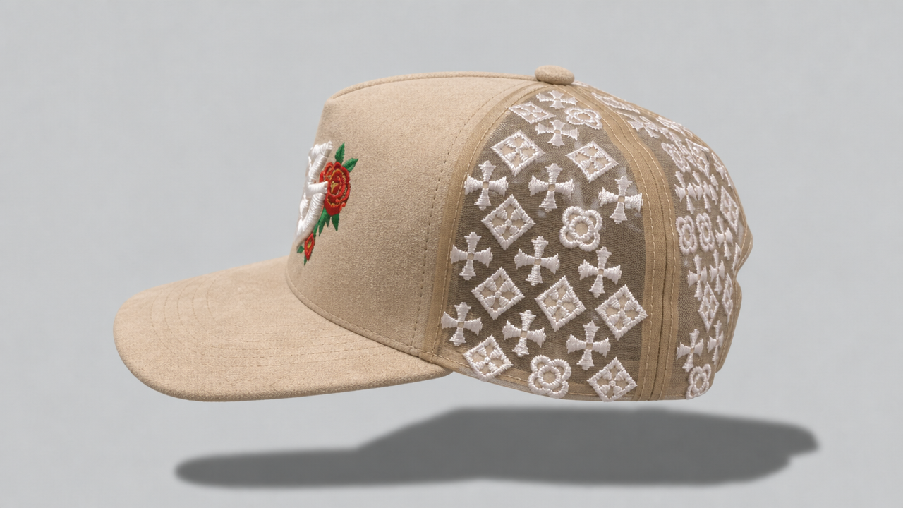 B Rose Beige Mesh Hat