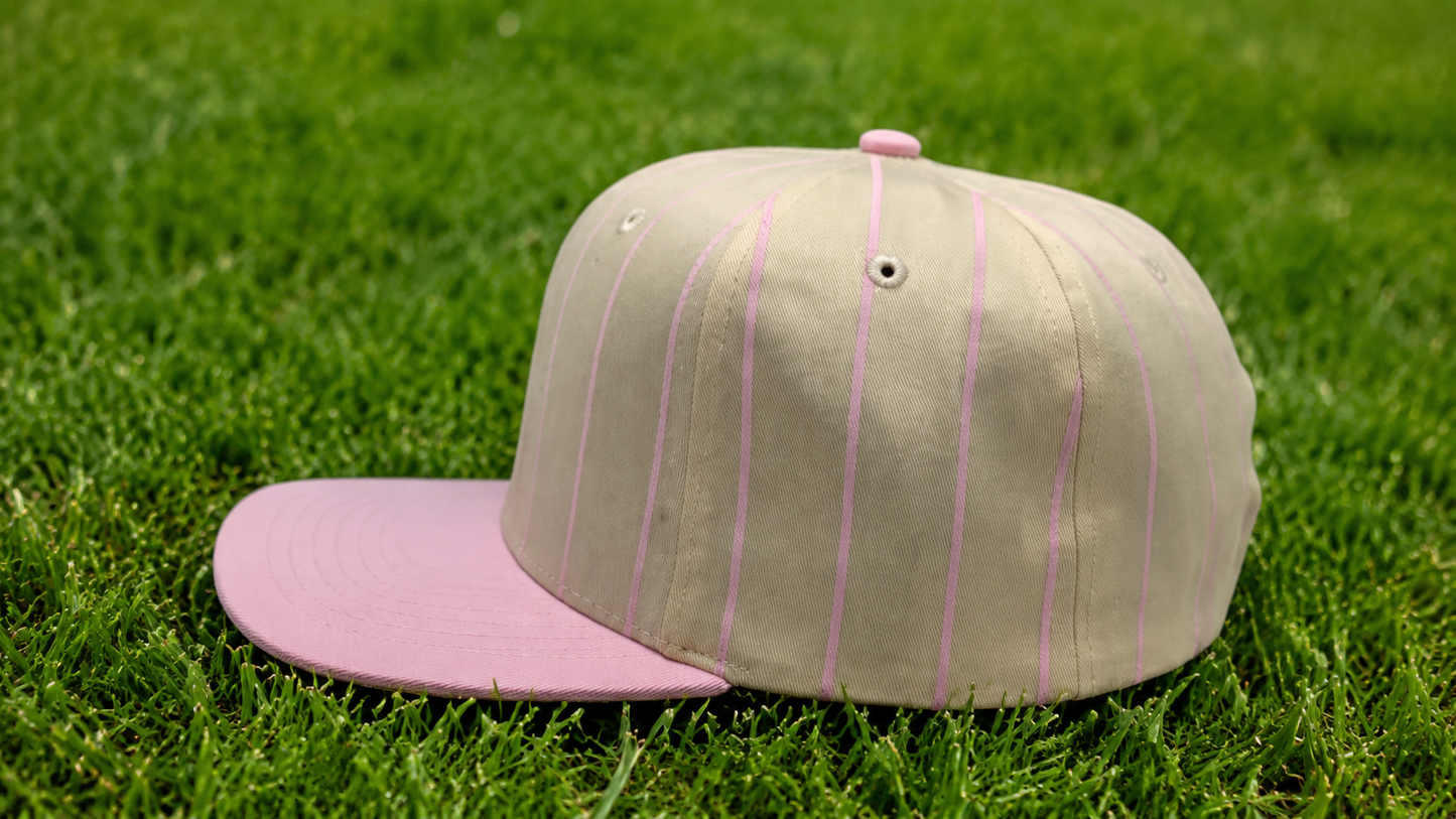 Vintage Baseball Pin Stripe Baby Pink B Hat