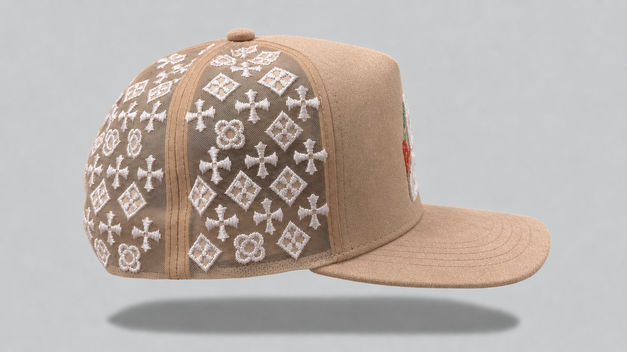 B Rose Beige Mesh Hat